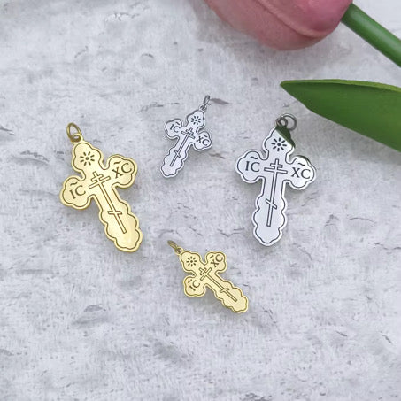 Orthodox Cross Stainless Steel Necklace (2 Sizes - Silver & Gold)