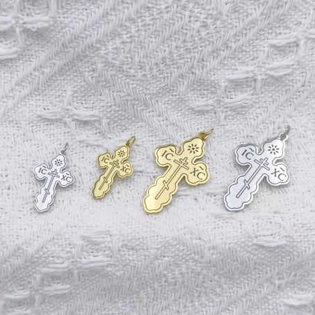 Orthodox Cross Stainless Steel Necklace (2 Sizes - Silver & Gold)