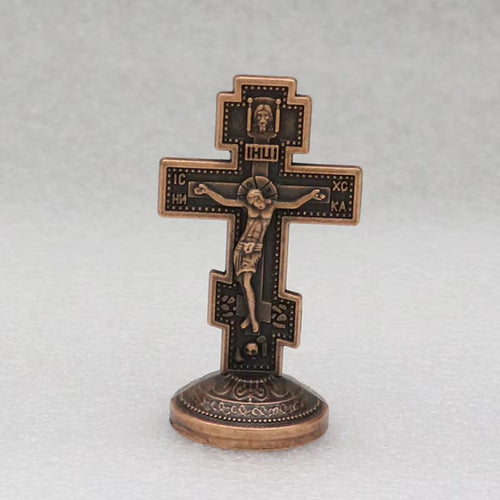 Orthodox Cross Enamel with Adhesive Stand