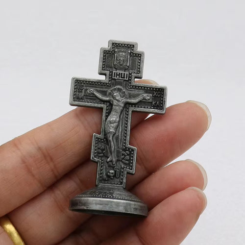 Orthodox Cross Enamel with Adhesive Stand
