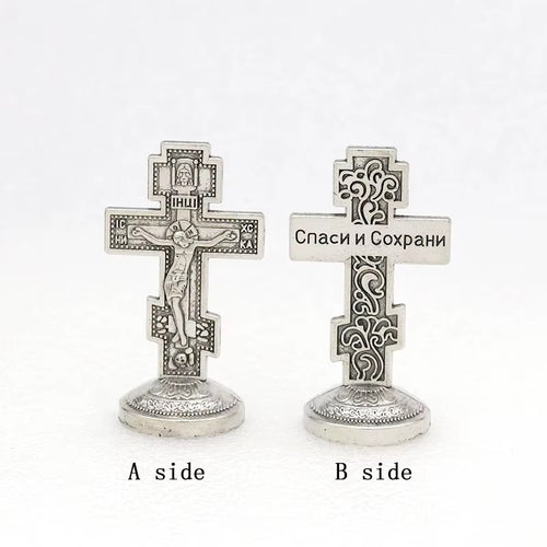 Orthodox Cross Enamel with Adhesive Stand
