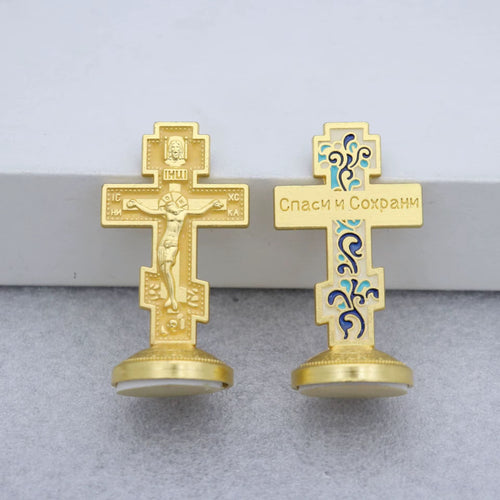 Orthodox Cross Enamel with Adhesive Stand