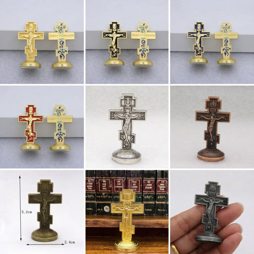 Orthodox Cross Enamel with Adhesive Stand