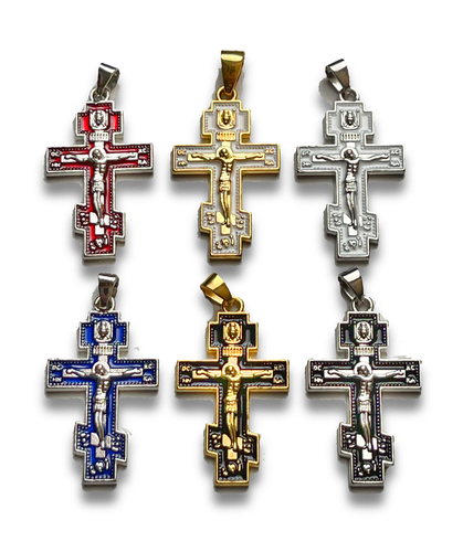 Orthodox Crosses with Color Enamel (6 Styles)