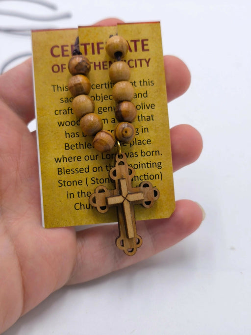 Necklace olive wood cross Beads Jerusalem Holy Land Hand made souvenir
