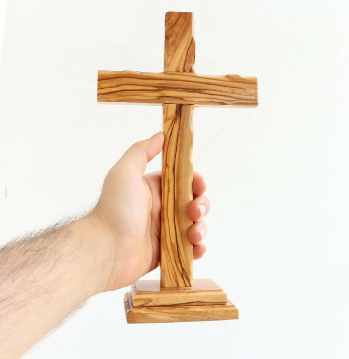 Olive Wood Cross Hand made Crucifix Standing cross