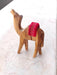 2 PCS Bethlehem Olive Wood Camel Statue Hand Carved in Holy Land Figurine Red Saddle