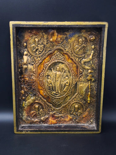 Vintage Greek Orthodox Relief Icon Nikos Varveris Affresco Handmade Jesus