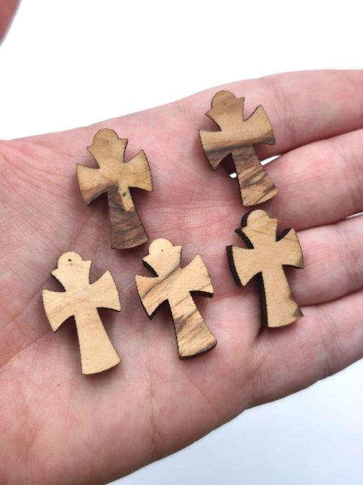 Crosses 5pc small Mother of pearl olive wood Holy Land souvenir Jerusalem