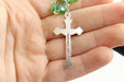 2pc Necklace Rosary Jerusalem Catholic Beads Soil Green Crystals Holy Land Crucifix