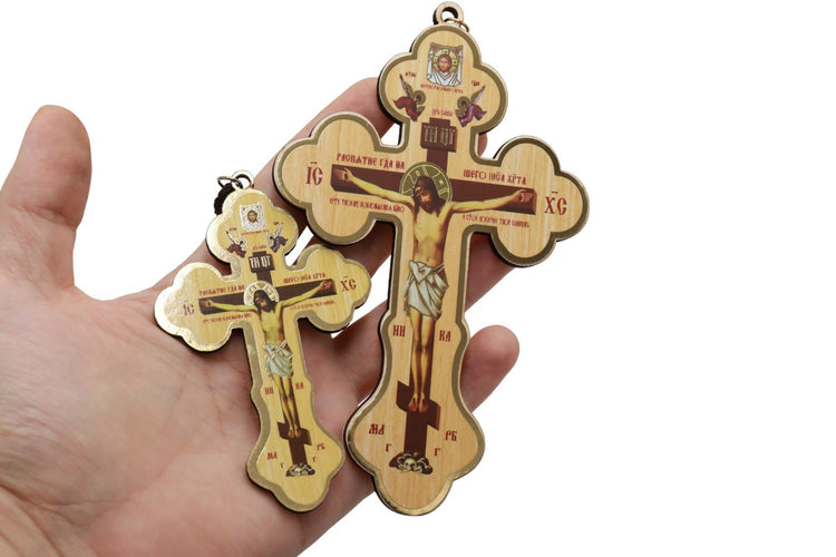 Cross 2 pcs Car Hanging Wood 5.51" /3.85" Bethlehem Holy Land Jerusalem Crucifix