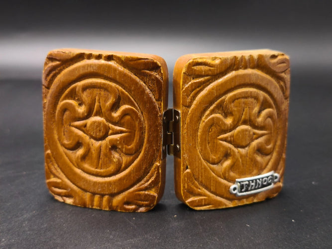 Greek Orthodox Vintage Pocket Diptych Icon Virgin Mary Annunciation Carved Wood Tinos