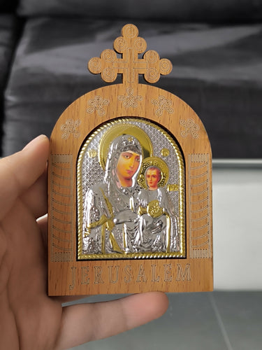 Jerusalem Icon Virgin Mary Holy Land Blessed Standing Christianity Hand made