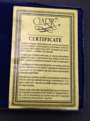 Vintage 925 Silver Greek Byzantine Icon Virgin Mary Jesus Certificate 27g 7x6cm