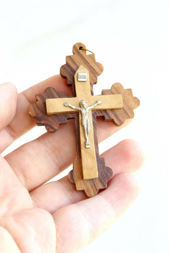 2 pc Key Chain Olive Wood Cross Necklace Crucifix Jerusalem Holy Land Christian