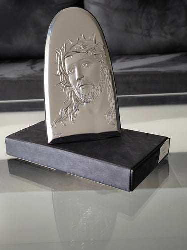 Jesus Christ Icon 7.87" Silver Religious Wood Handicraft Christianity Catholic