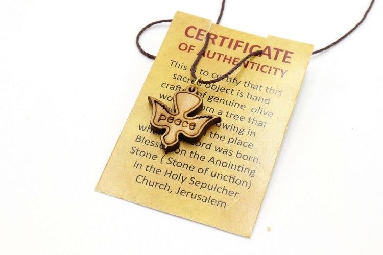 2 pc Peace holy spirit Necklace Charms Olive Wood Pendants Jerusalem