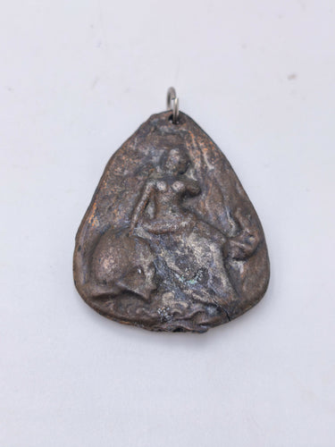 Vintage Bronze Sailing Ship & Nautical Mermaid Pendant Medallion, Rustic Maritime Boat Charm Jewelry, Nautical Amulet Gift