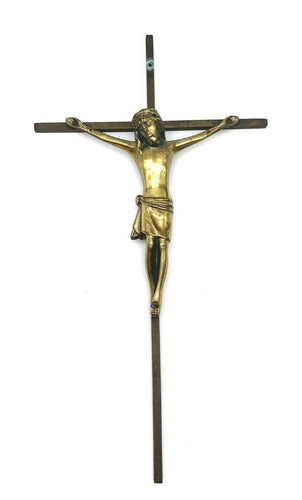 Vintage Cross Brass Jesus Crucifix Catholic Religious Church Christ †