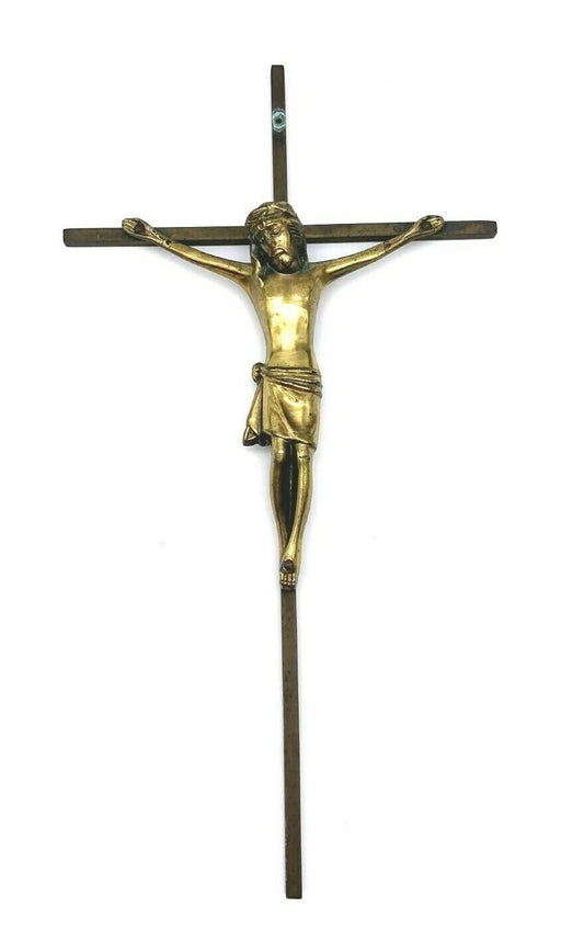 Vintage Cross Brass Jesus Crucifix Catholic Religious Church Christ †