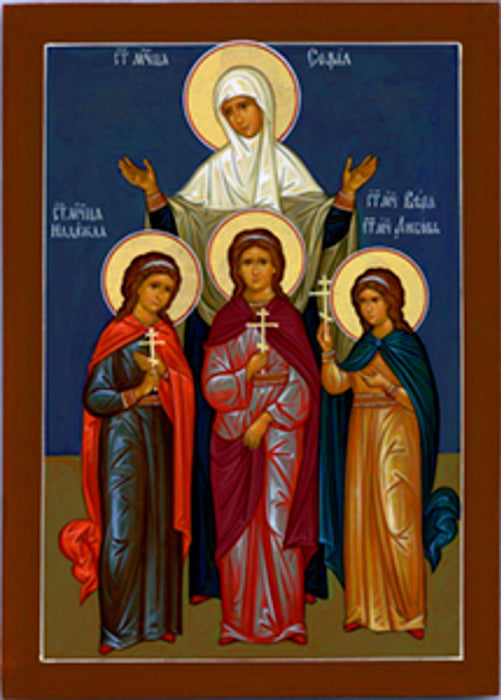 Icon of St. Sophia and Daughters Faith, Hope, and Love (5” x 6”)