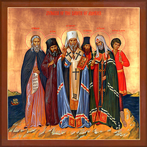 Icon of the Synaxis of the Saints of America (6” x 6”)