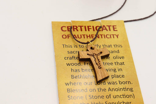2 pc Necklace Tau Cross Jesus Carved HolyLand Olive Wood Jerusalem Crucifix Souvenir