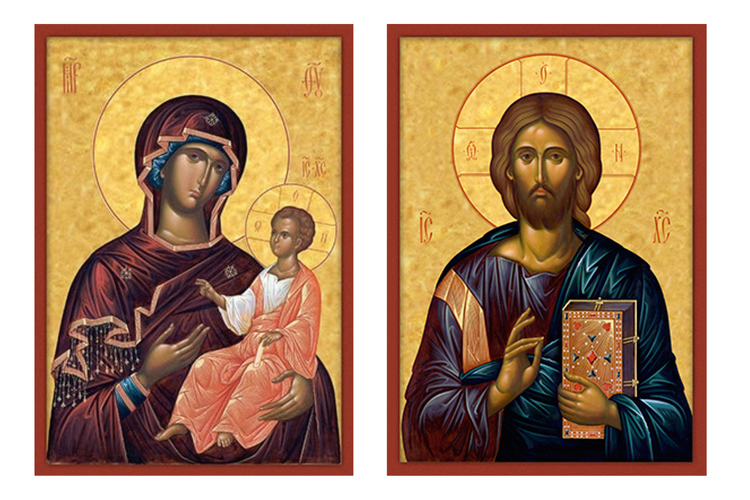 Matching Icon of Christ and Theotokos (Various Sizes)