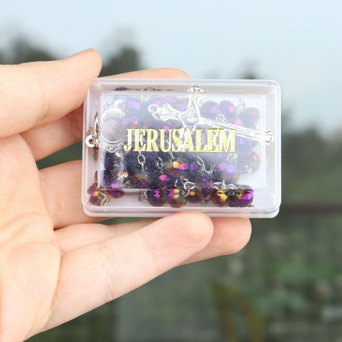 Purple Necklace Jerusalem Catholic Beads Soil Crystals
