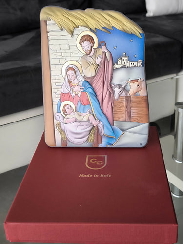 Nativity Icon 8.26" Christmas 950 Silver Italy Handicraft byzantine Holy Family