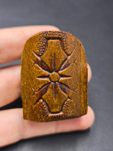 Antique Miniature Carved Wood Triptych Pocket Icon St John Orthodox Greek