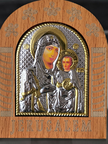 Jerusalem Icon Virgin Mary Holy Land Blessed Standing Christianity Hand made