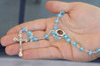 blue Rosary beads necklace