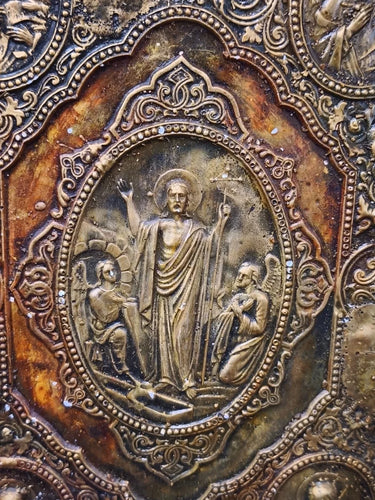 Vintage Greek Orthodox Relief Icon Nikos Varveris Affresco Handmade Jesus