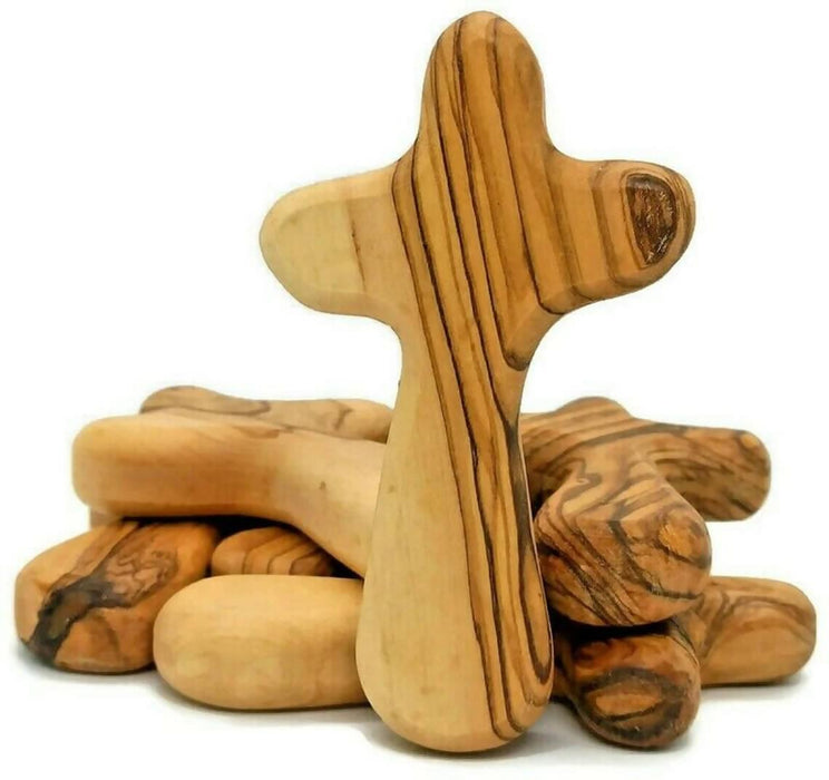  Handheld Olive Wood Cross Hand Made in The Holy Land Jerusalem