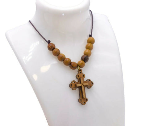 Necklace olive wood cross Beads Jerusalem Holy Land Hand made souvenir