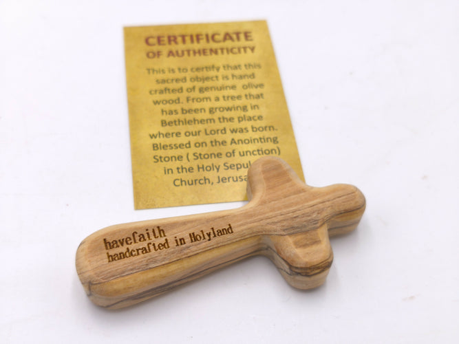 Cross Handcrafted in Holyland have faith Olive Wood with Certificate Jerusalem