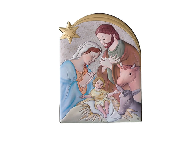 Nativity Icon 8.26" Christmas 950 Silver Italy Handicraft byzantine Holy Family