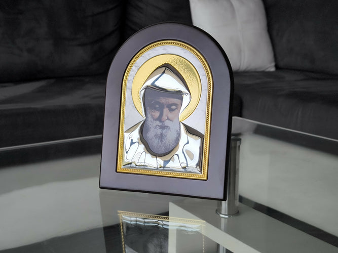 Saint Charbel Icon 8.07" Nikolaos Silver 950 Standing \ Hanging Christian Icons