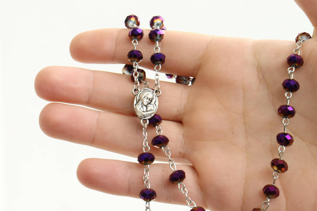 Purple Necklace Jerusalem Catholic Beads Soil Crystals