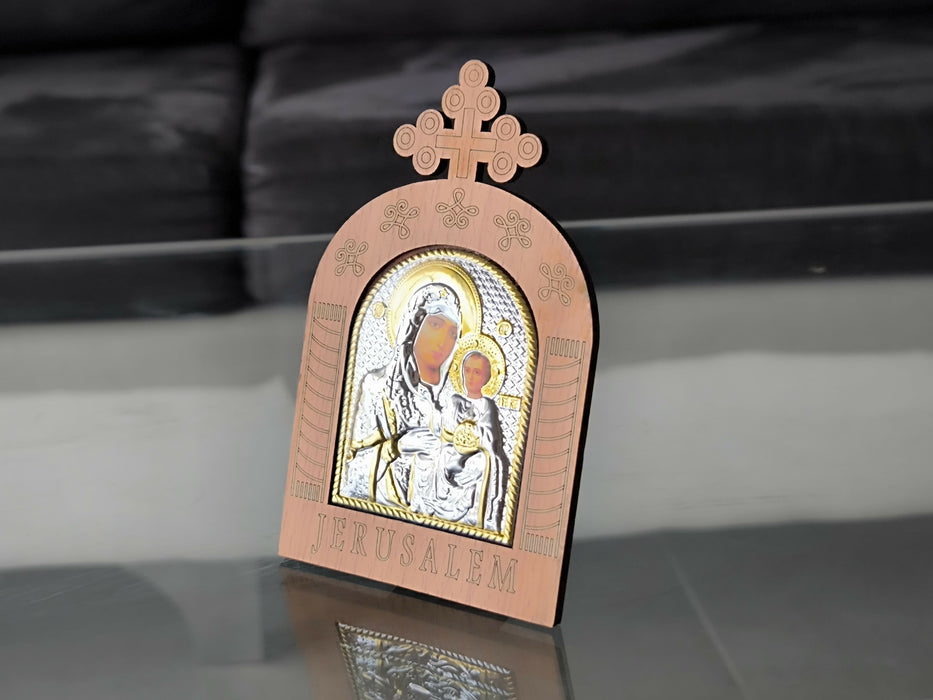 Jerusalem Icon Virgin Mary Holy Land Blessed Standing Christianity Hand made