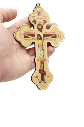 Cross 2 pcs Car Hanging Wood 5.51" /3.85" Bethlehem Holy Land Jerusalem Crucifix