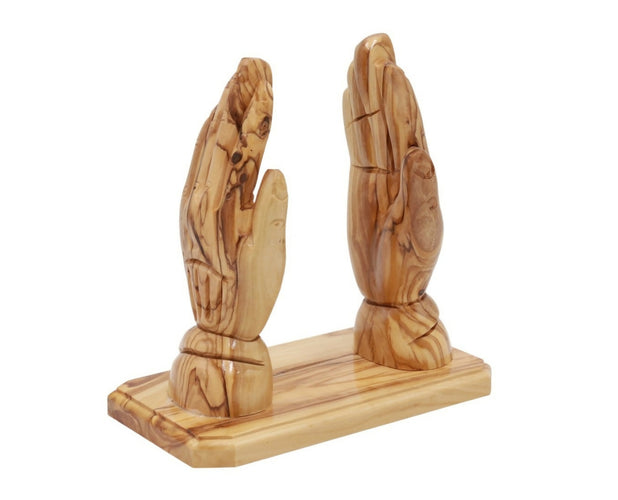 Praying Hand Holding Bible Stand Olive Wood Bethlehem HolyLand Handmade Religion