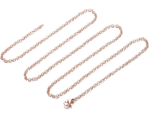 20” 2mm Rose Gold Stainless Steel Link Chain Necklace with Clasp