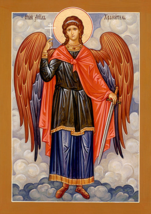 Icon of the Guardian Angel Mounted on Wood
