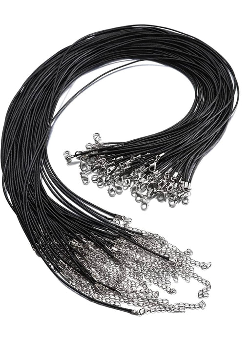 24" 1.5mm Black Waxed Necklace Cord