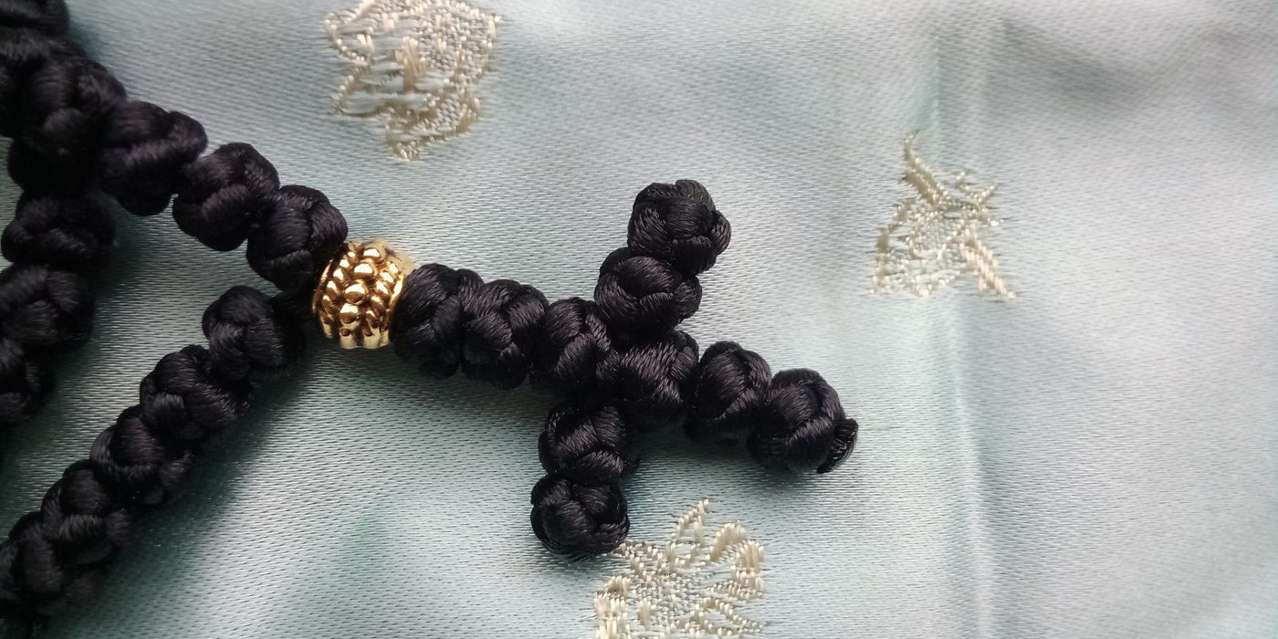 100-Knot Handmade Prayer Rope Nylon Cord in black