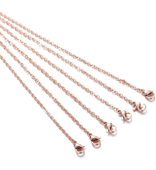 20” 2mm Rose Gold Stainless Steel Link Chain Necklace with Clasp
