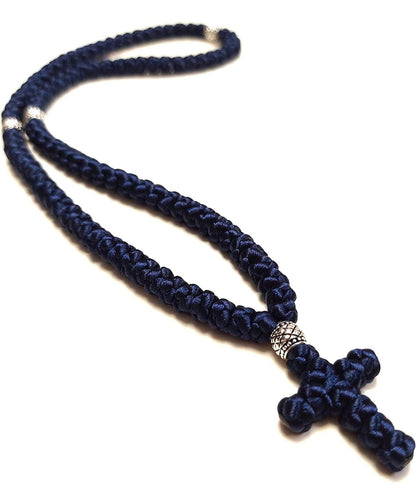 100-Knot Handmade Prayer Rope Nylon Cord in navy blue