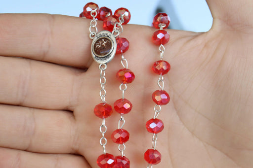 Rosary Red with Box Necklace Jerusalem Catholic Beads 